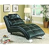 Coaster Contemporary Black Faux Leather Living Room Chaise