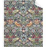 caimizogojocrz William Morris Strawberry Thief Flannel Fleece Throw Blankets, Super Soft Cozy Lightweight Swaddle Blanket for Couch Chair Bed Sofa Office Kids Size 40"x50" S