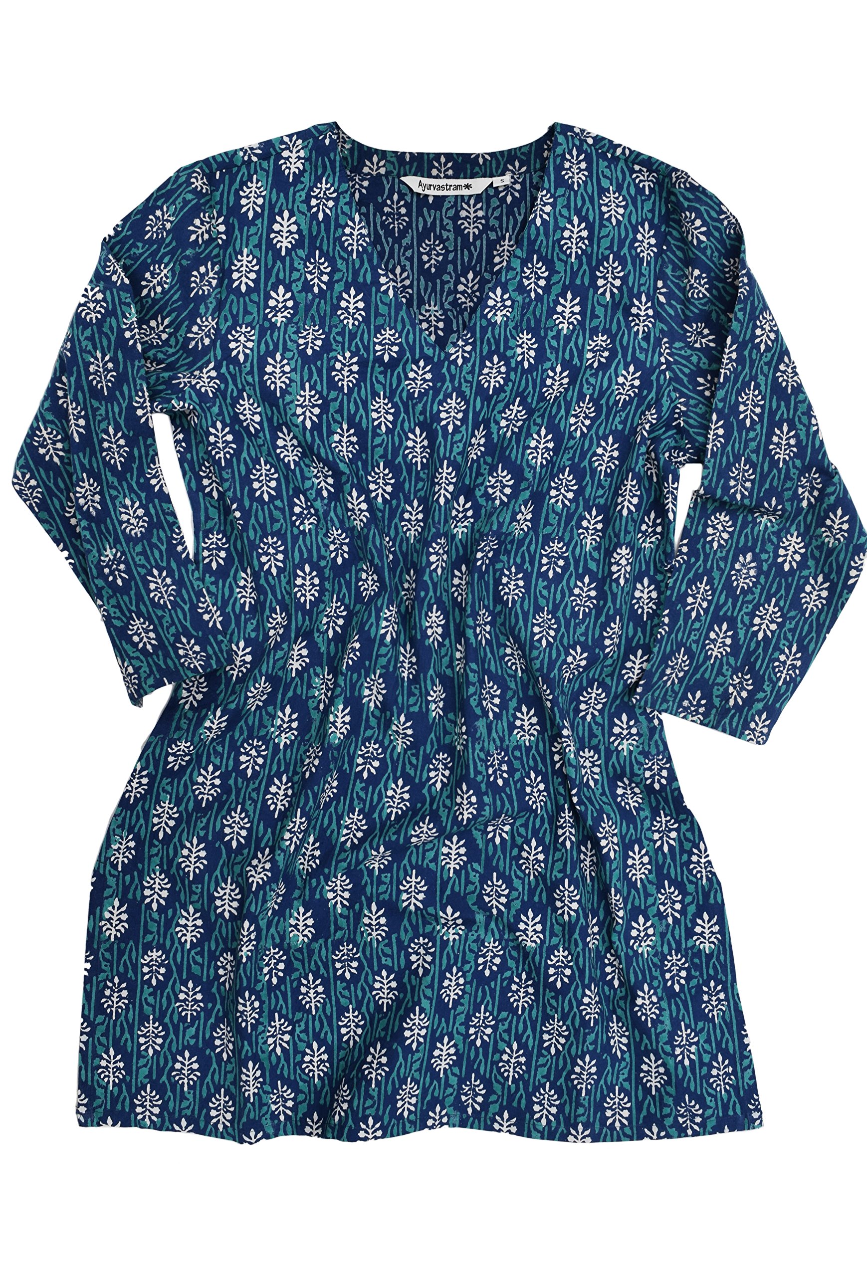 AyurvastramAV Hand Block Printed V Neck Tunic