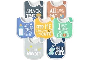 2ooya 7Pcs Cotton Waterproof Baby Bibs Adjustable Hook Loop Closure Infant Bib Unisex Colorful Newborn Babies Food Bibs for T