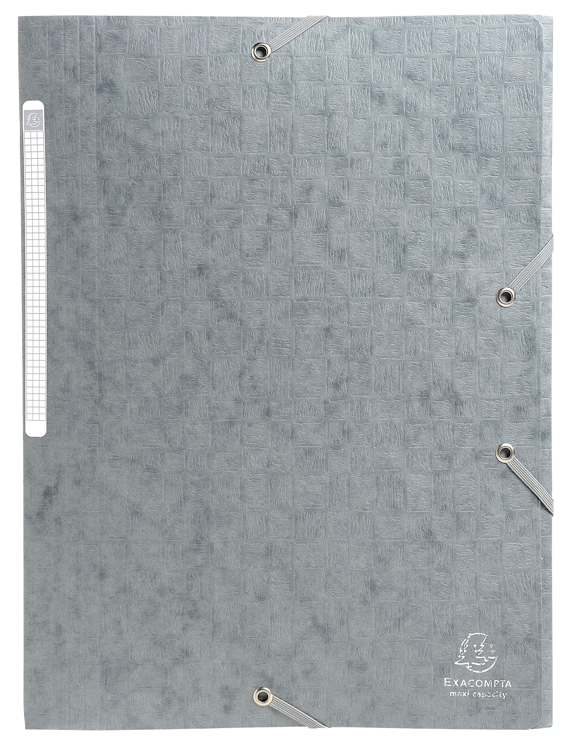 Exacompta - Ref 55756E - Scotten Elasticated 3-Flap Folders - Suitable for A4 Documents, 425gsm Embossed Mottled Pressboard, FSC-Certified - Grey (Pack of 10)
