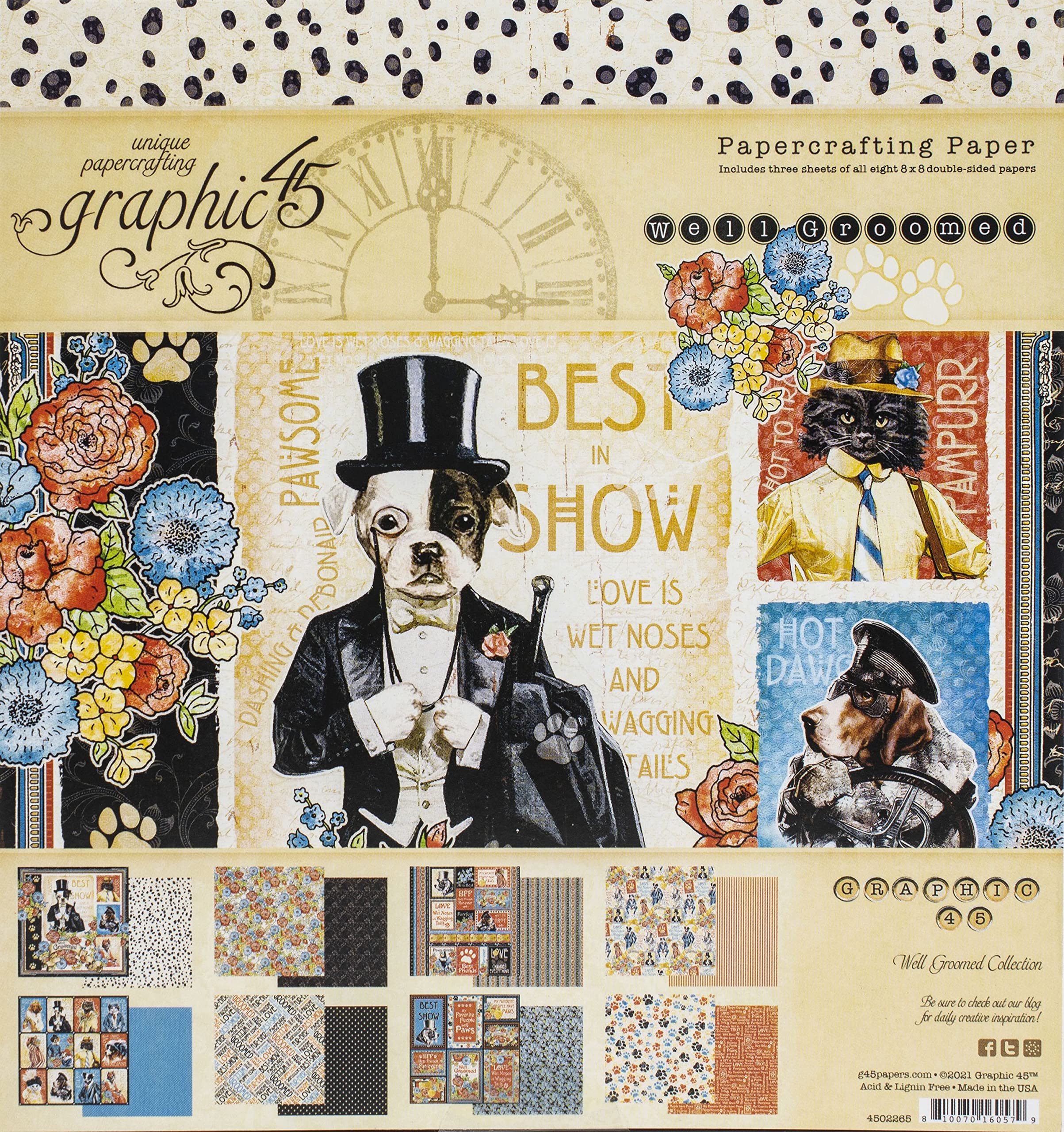 Graphic 45 (4502265 - Well Groomed - 8 x 8 Inch Papercrafting Paper Pad