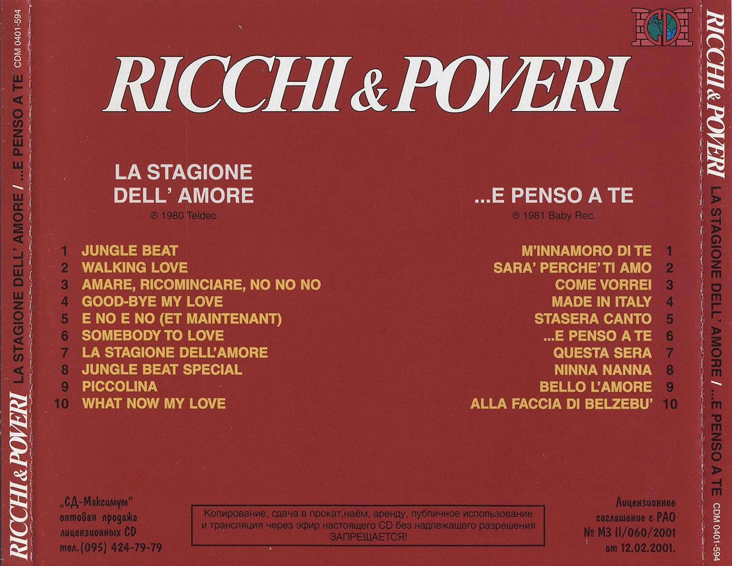 Ricchi Poveri La Stagione Dell Amore 1980 E Penso A Te 1981 Amazon Com Music