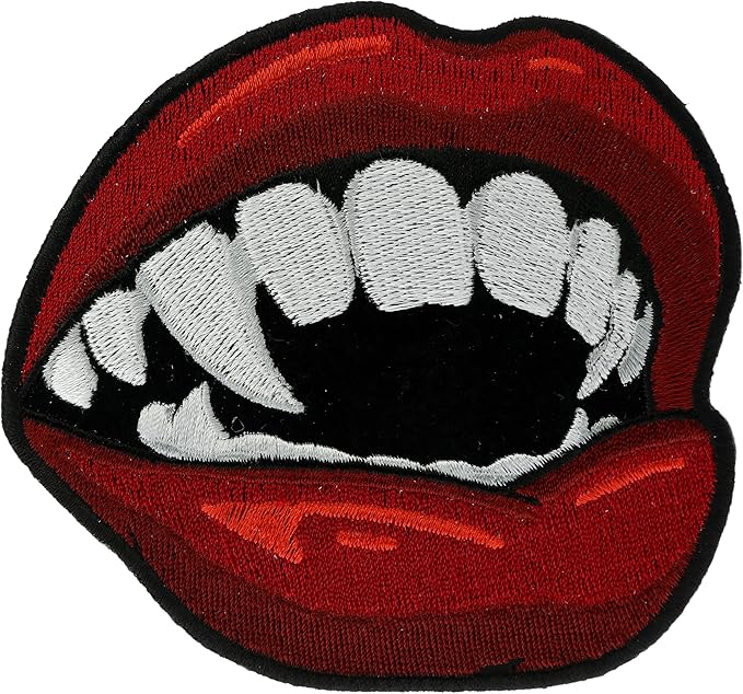 Vampire Teeth & Mouth 4 inch Embroidered Patch NOVPA8590