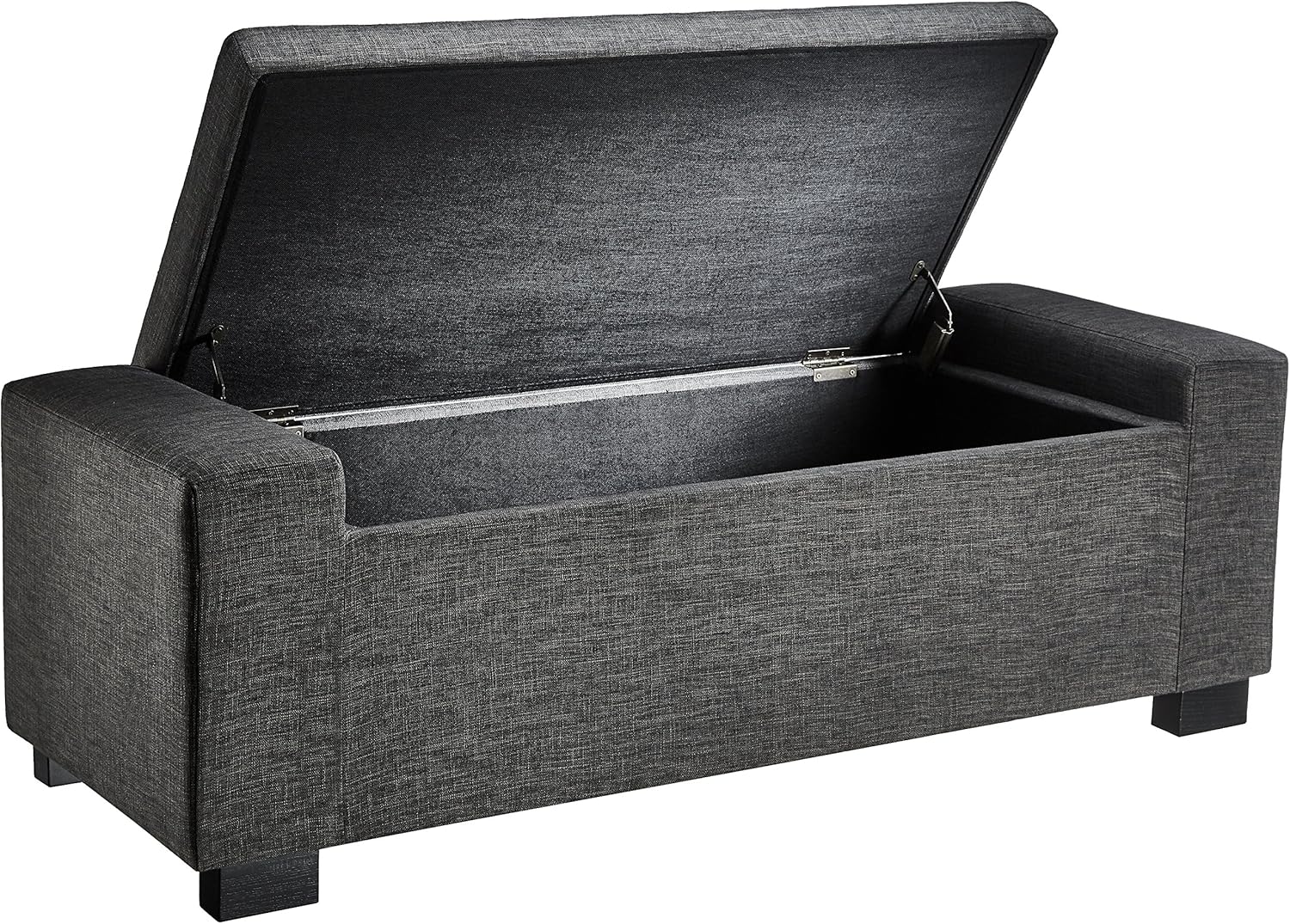 First Hill Calida Rectangular Storage Ottoman Bench with Fabric Upholstery, Large - Anchor Grey: Kitchen & Dining