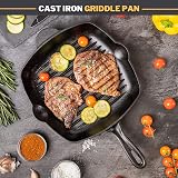 nuovva Pre Seasoned Cast Iron Griddle Pan Square 28cm Enamelled Grill view 5