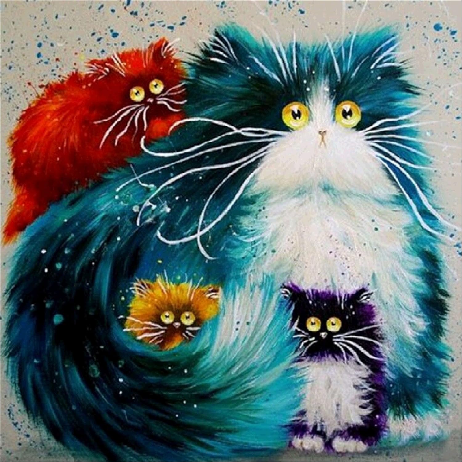 YEESAM ART New 5D Diamond Painting Kit Four Persian Cat DIY