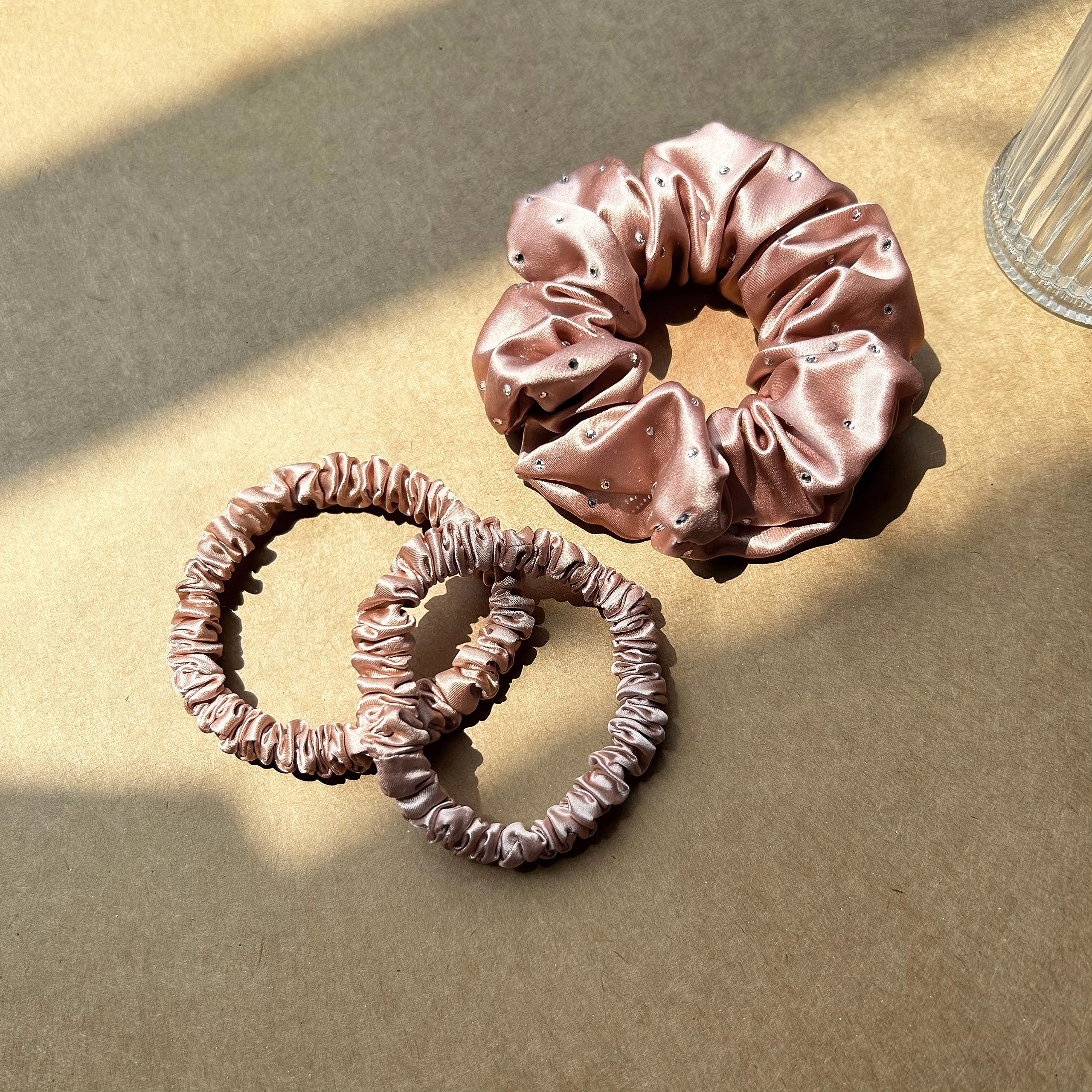 townssilk Silk Skinnie Hair Bobbles hairscrunchies 100% Pure Mulberry Silk 22 Momme Hair Friendly Luxury Elastic Hair Bobbles Colour Luxury diamonds 3pc — image 1