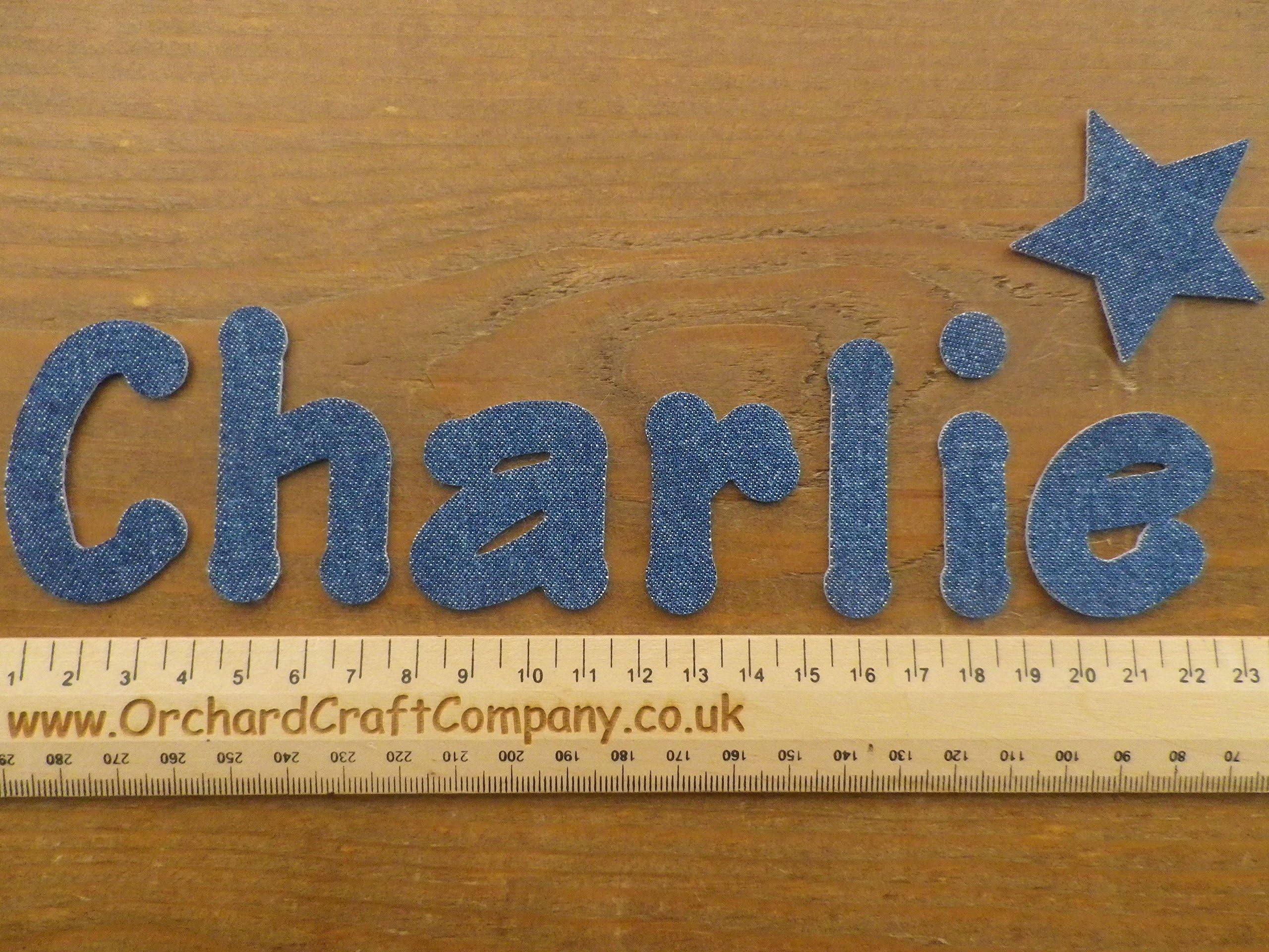 Orchard Craft Company Iron on Denim Fabric Upper/Lowercase Letters and Numbers 4-5cm Choose Up to 7