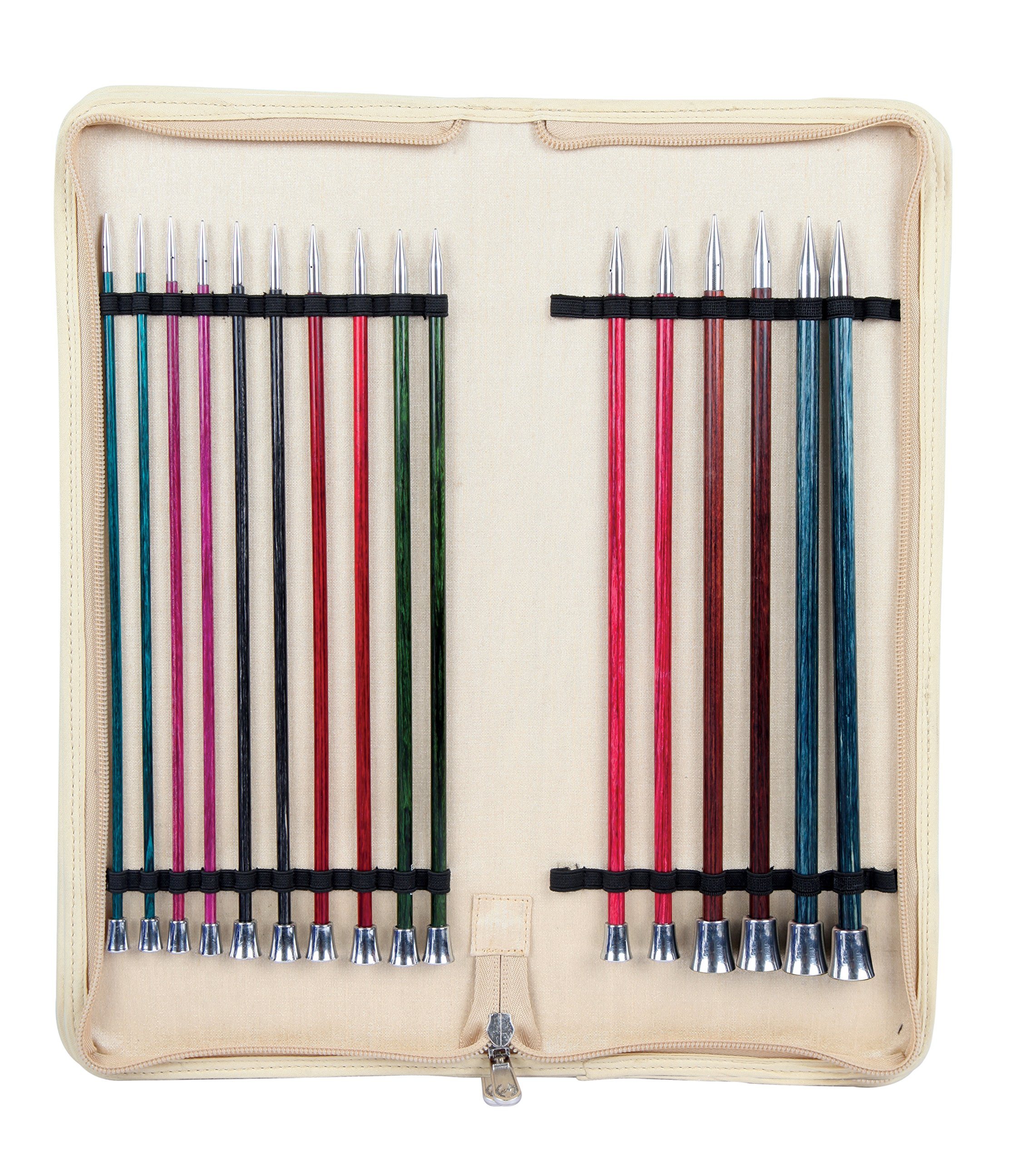 KnitPro Royale: Knitting Pins: Single Ended: Set (30cm), Birchwood, brass, Multi-Colour