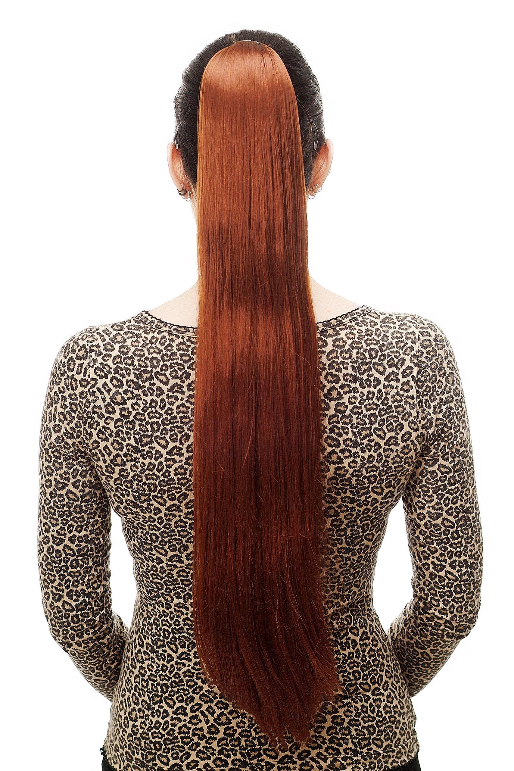 WIG ME UP - Hairpiece PONYTAIL with Claw Clamp/Clip extremely long straight & smooth red T113-130 70 cm