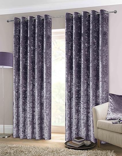 Rapport Crushed Velvet Eyelet Curtains 66 X 72 Amethyst