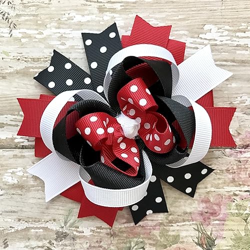 Amazon Com Red Black White Hair Bow Handmade Red Black White
