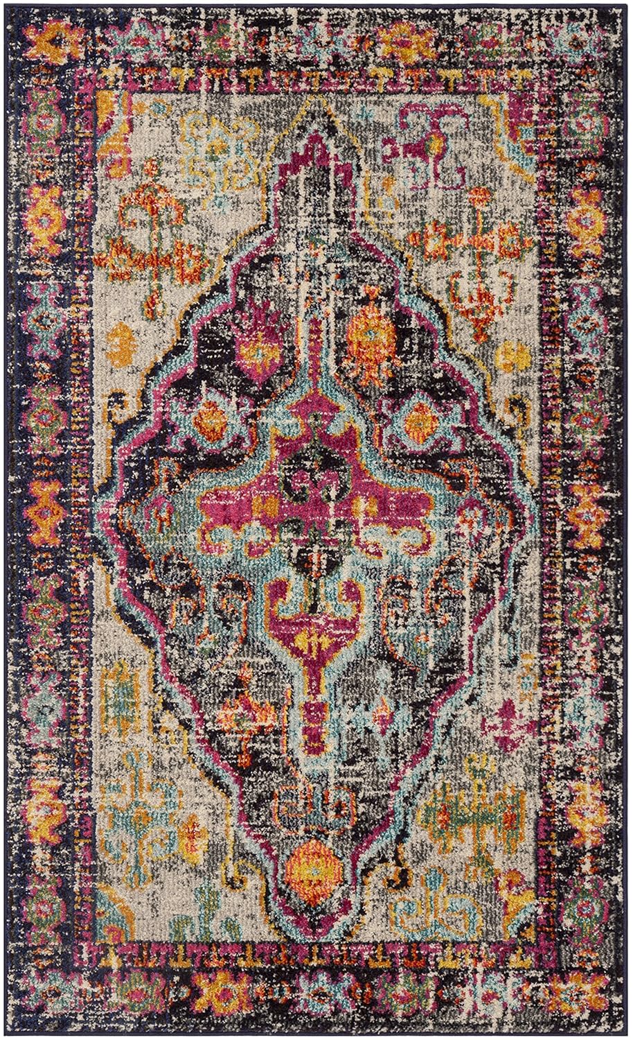 safavieh monaco collection on Mnc247r 3 Safavieh Monaco Collection Mnc247r Vintage Bohemian Medallion Distressed Grey And Fuchsia Pink Area Rug 3 X 5 Area Rugs Area Rugs Runners Pads
