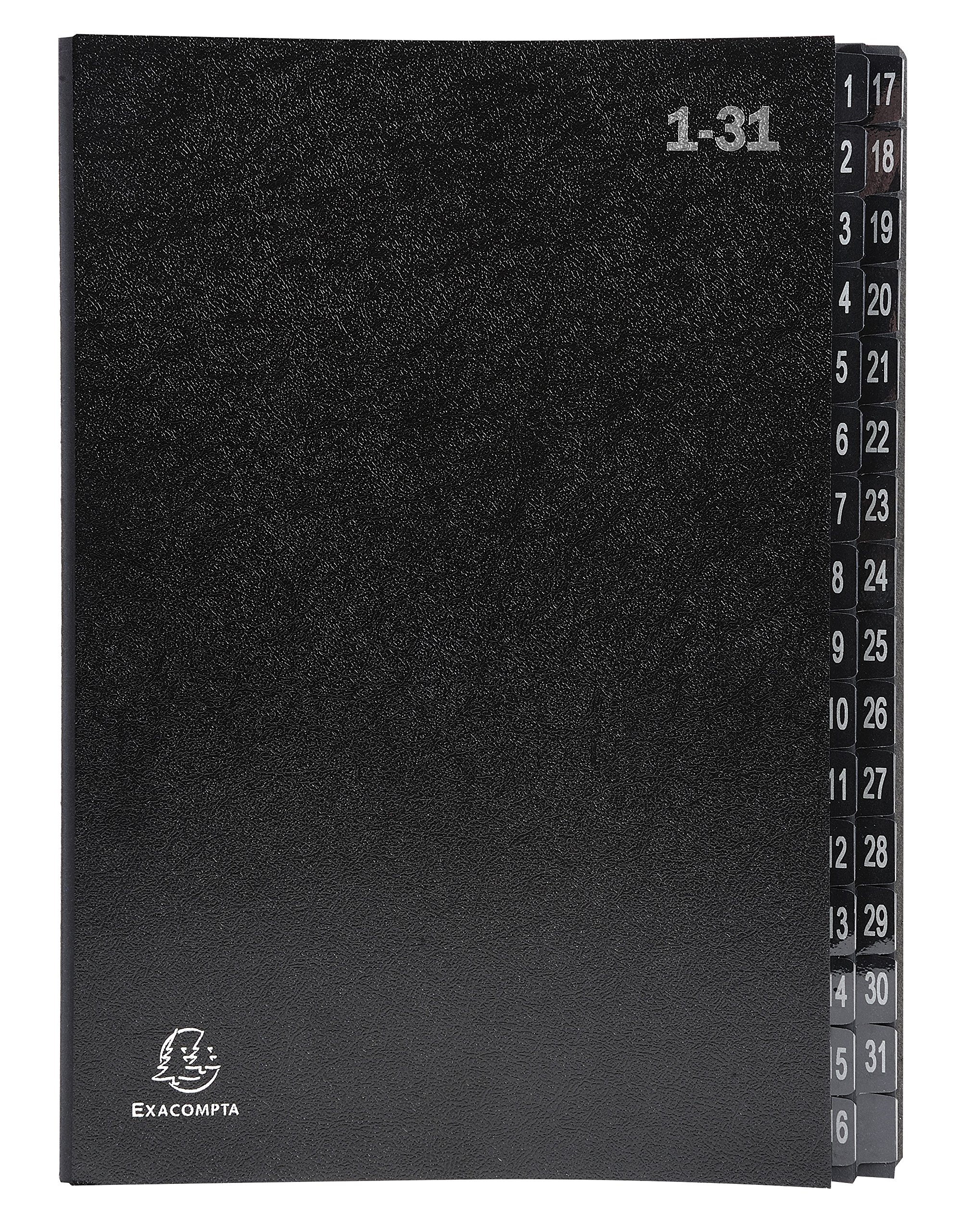 Exacompta - Ref 57032E - Multipart File - 250 x 330mm in Size, Suitable for A4 Documents, 270gsm Recycled Card, Expanding Spine, 32 Sections (Labelled 1-31) - Black