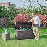 YITAHOME 380L Large Waterproof Resin Garden Storage Box Deck Box Outdoor Dark view 5