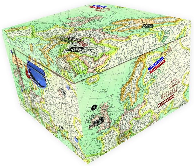Robert Frederick Collapsible Storage BoxVintage MAP, Assorted, 50 x 30