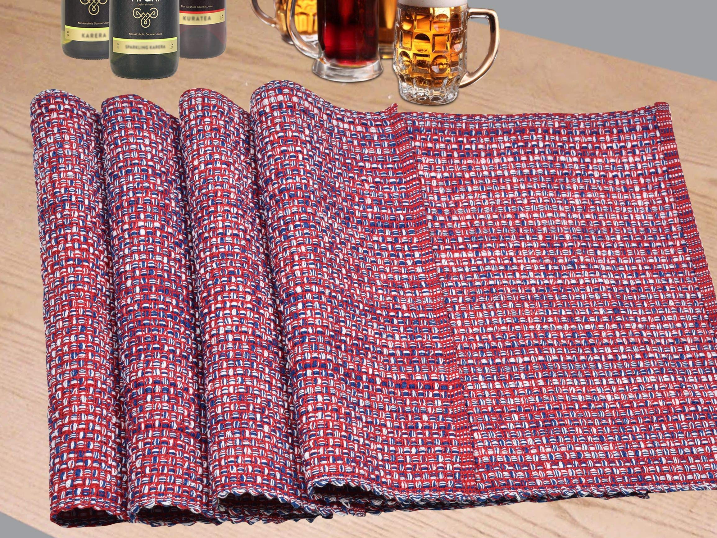 Urban VillaPlacemats for Dining Table 100% Cotton Placemats 14''x20'' Oversized Tablemats Set of 6 Placemats Red/Blue/White Two Tone Tablemats for Family Dinners Wedding Parties Everyday UsePlacematsOEKO-TEX STANDARD 100