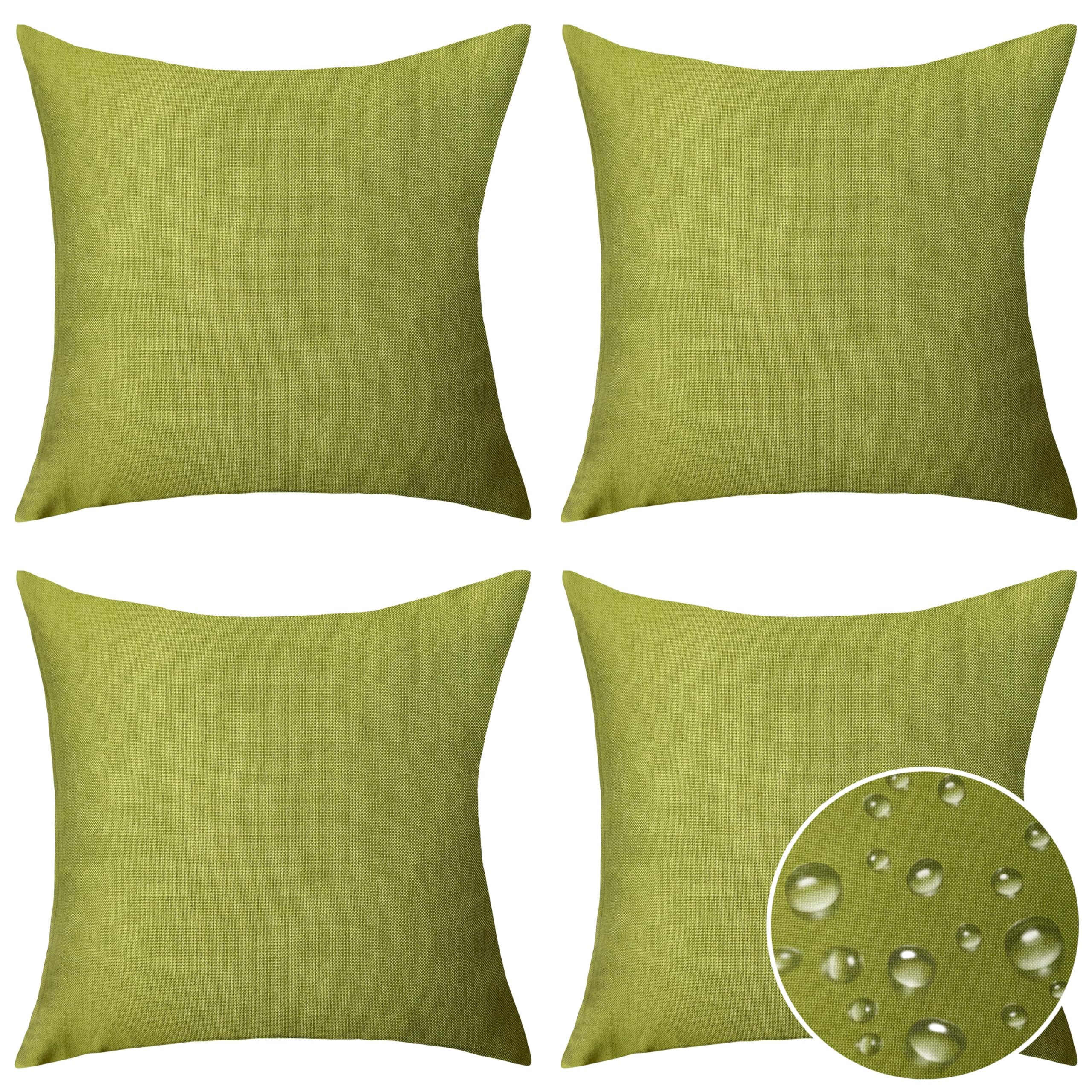 Home Brilliant Green Cushion Covers Outdoor Cushions Waterproof 45 x 45 Set of 4, Cushion Covers Garden Patio Easter, 45cm, Grass Green