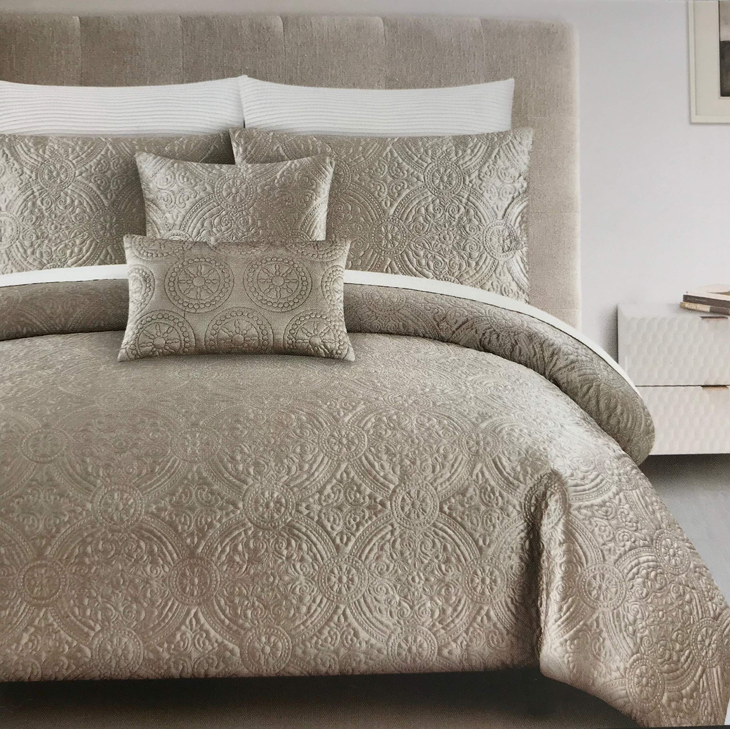 Duvet Cover Sets Home & Kitchen Light Grey Silver Full/Queen Circle