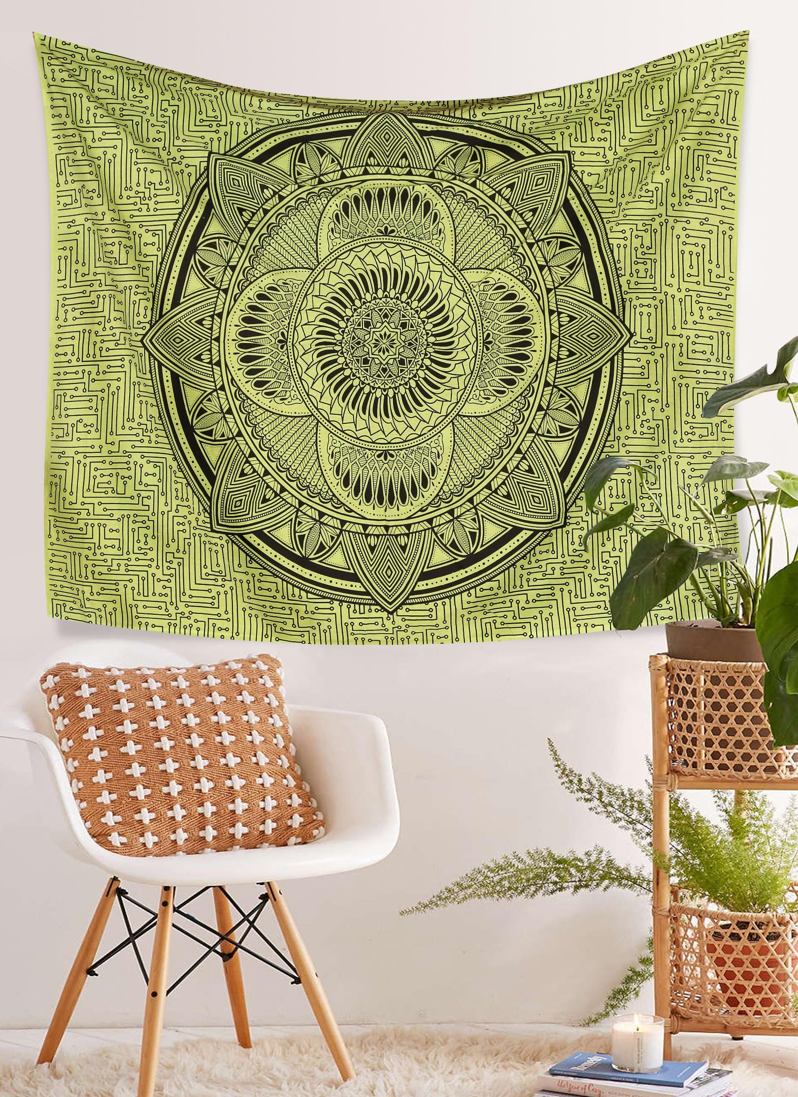 Mandala Decor Wall hanging Mandala tapestry geometric throw mother board design green