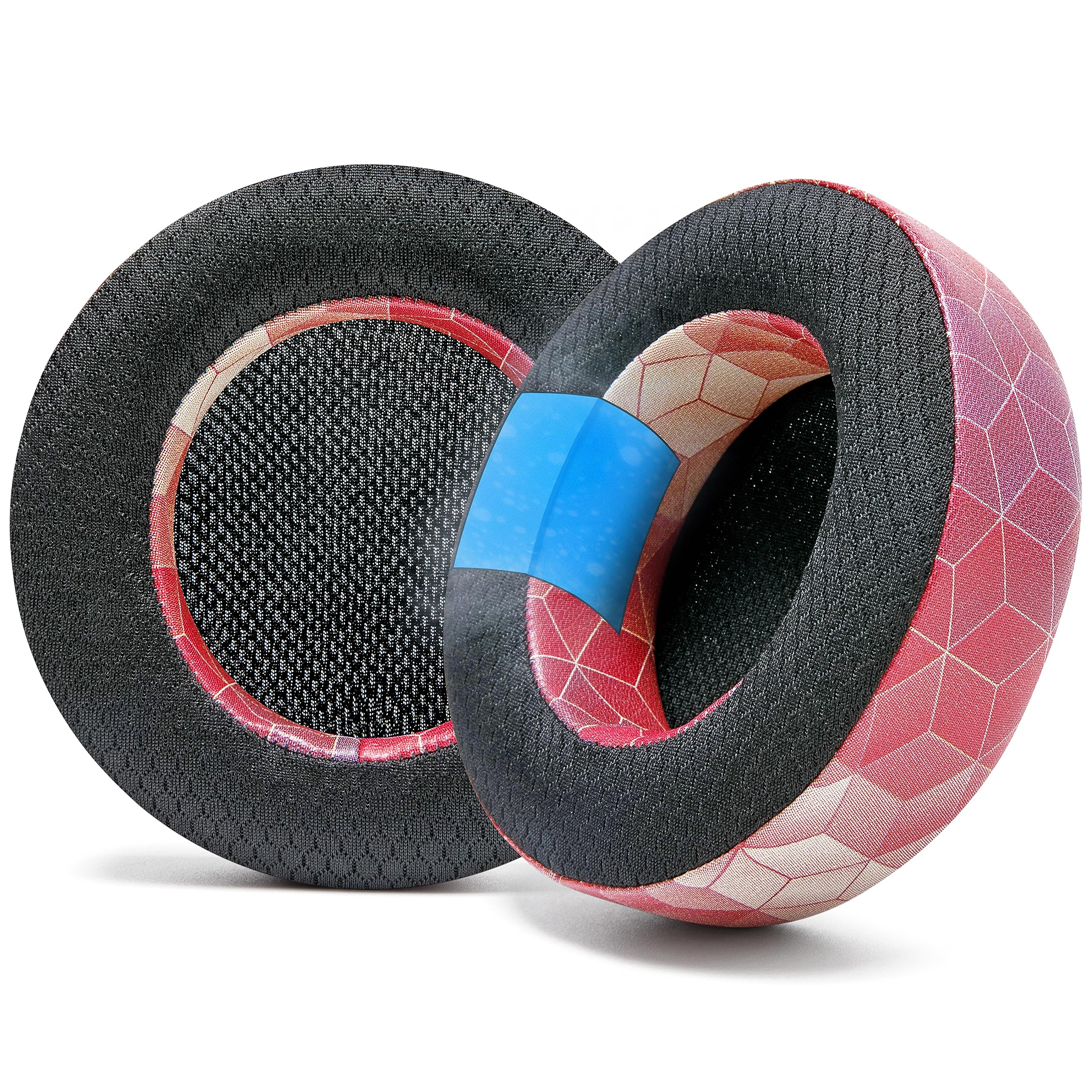 WC Freeze Virtuoso - Hybrid Fabric Cooling Gel Replacement Earpads for Corsair Virtuoso Gaming Headset, Made by Wicked Cushions, Improved Durability, Thickness and Sound Isolation |Hex Red — image 1