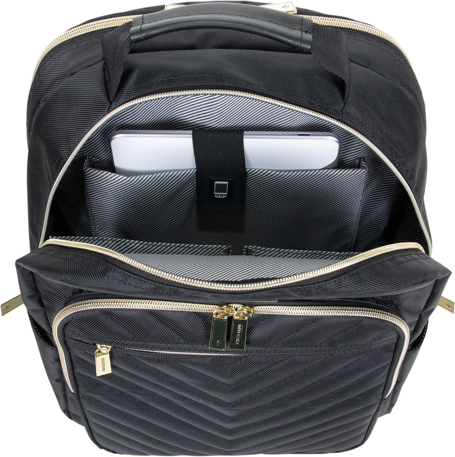 Kenneth Cole Reaction Women's Chelsea Backpack Chevron Quilted 15-Inch Laptop & Tablet Fashion Bookbag Daypack, Black, One Size: Clothing
