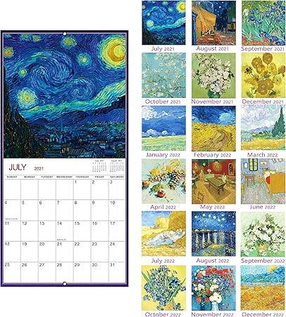 17-17 Wall Calendar - 17 Month Monthly Wall Calendar, Jul. 17 - Dec.  17, 17" x 17" (Open), Unruled Blocks with Thick Paper - Art Paintings
