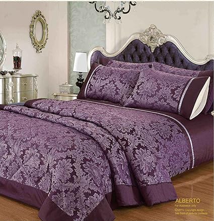 Intimates King Size Aubergine Purple Alberto Damask Bedspread