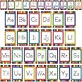 Alphabet Bulletin Board Set, 37 PCS ABC Wall Decorations 26 Upper/Lower Case Letters plus 0-10 Numbers Small Posters for Preschool, Kindergarten Classroom Playroom Bedroom Decorations for Students