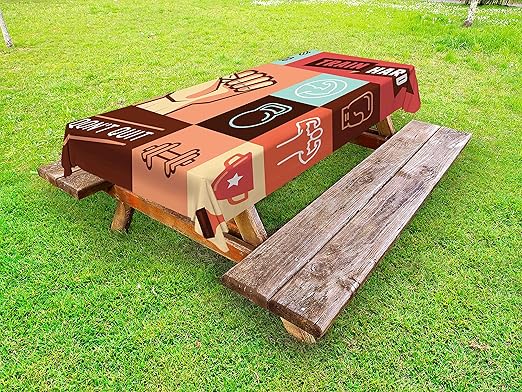 Amazon Com Ambesonne Fitness Outdoor Tablecloth Gym Crossfit