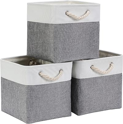 Mangata Cube Storage Boxes 28x28x28cm Grey White 3 Pack