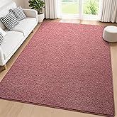 Tepook Soft Rugs for Living Room Bedroom, 7x10 Red and White Modern Washable Non-Slip Area Rug, Indoor Memory Foam Carpets fo