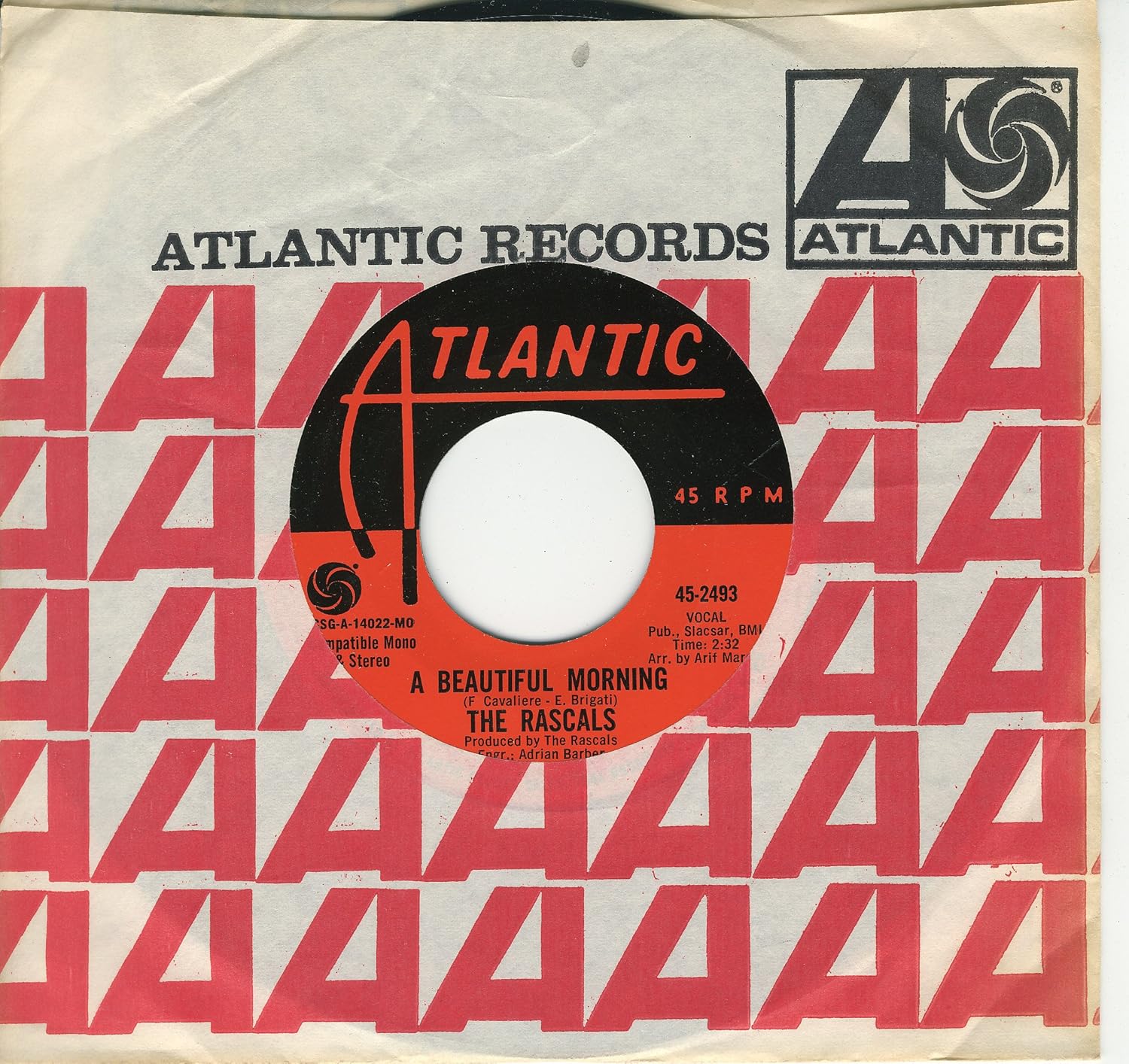 RASCALS a beautiful morning 45 rpm single Music