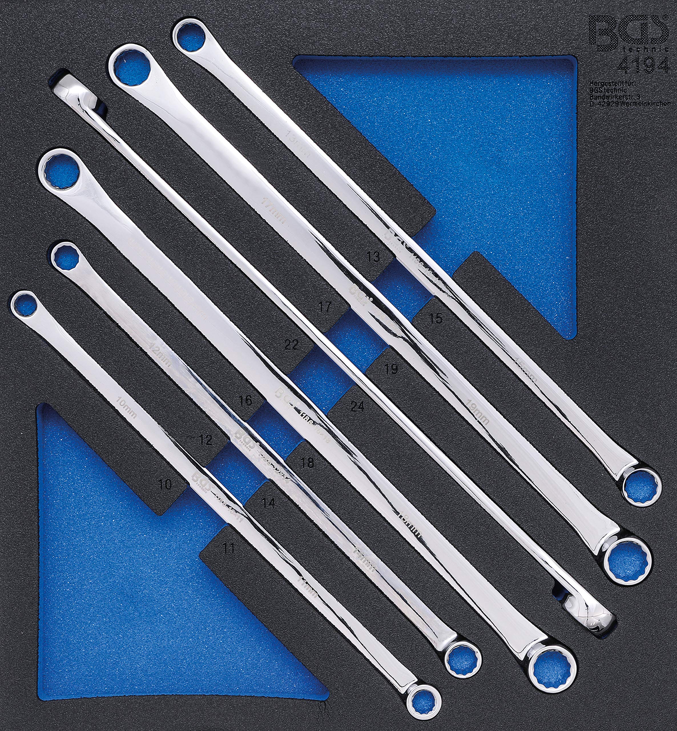 BGS 4194 | Tool Tray 2/3: Double Ring Spanner Set | 10 x 11 - 22 x 24 mm | 6 pcs.