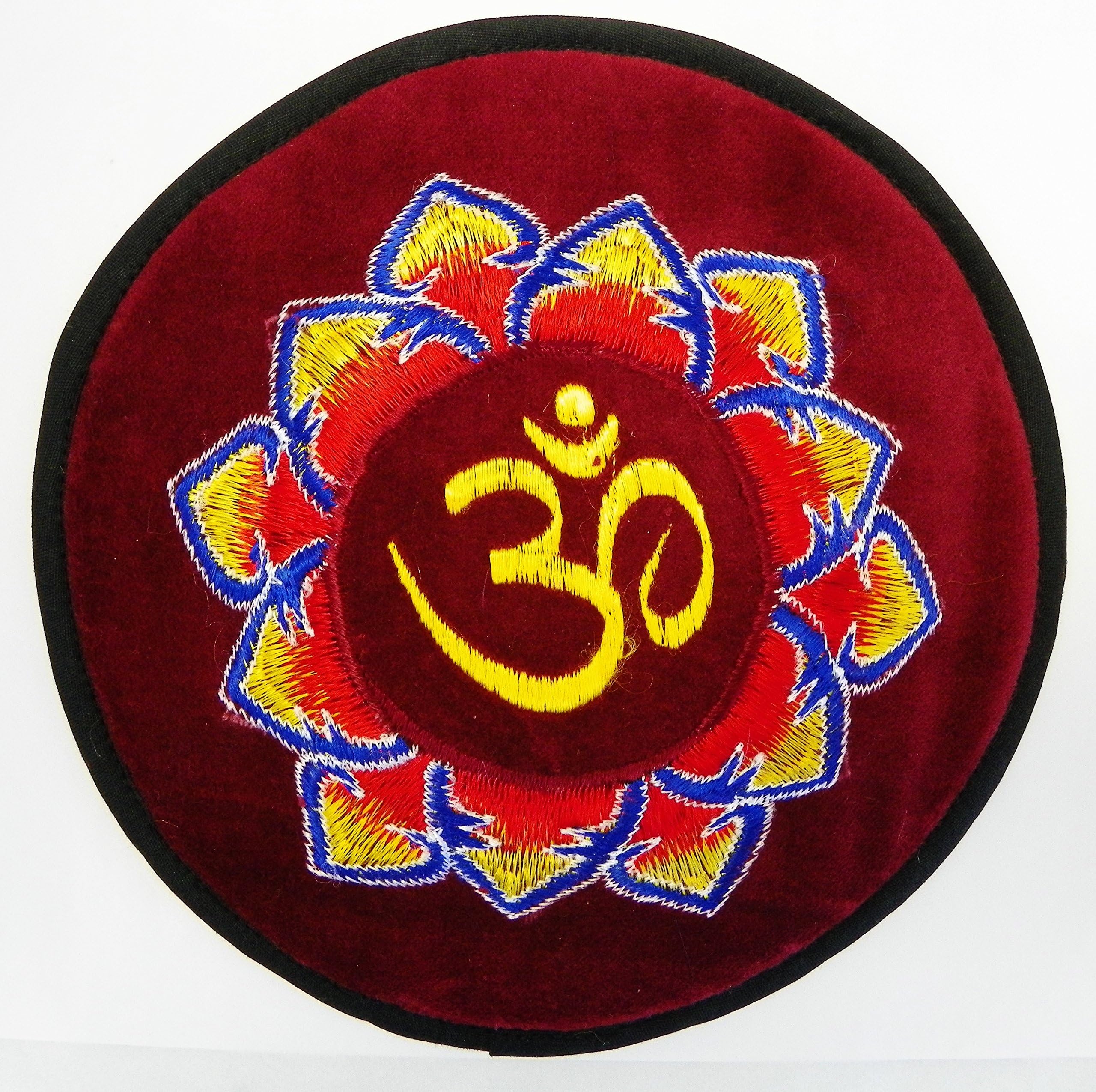 F769 Customozed & Embroidered 'Om' Cushion Mat for Tibetan Singing Bowl Hand Made in Nepal