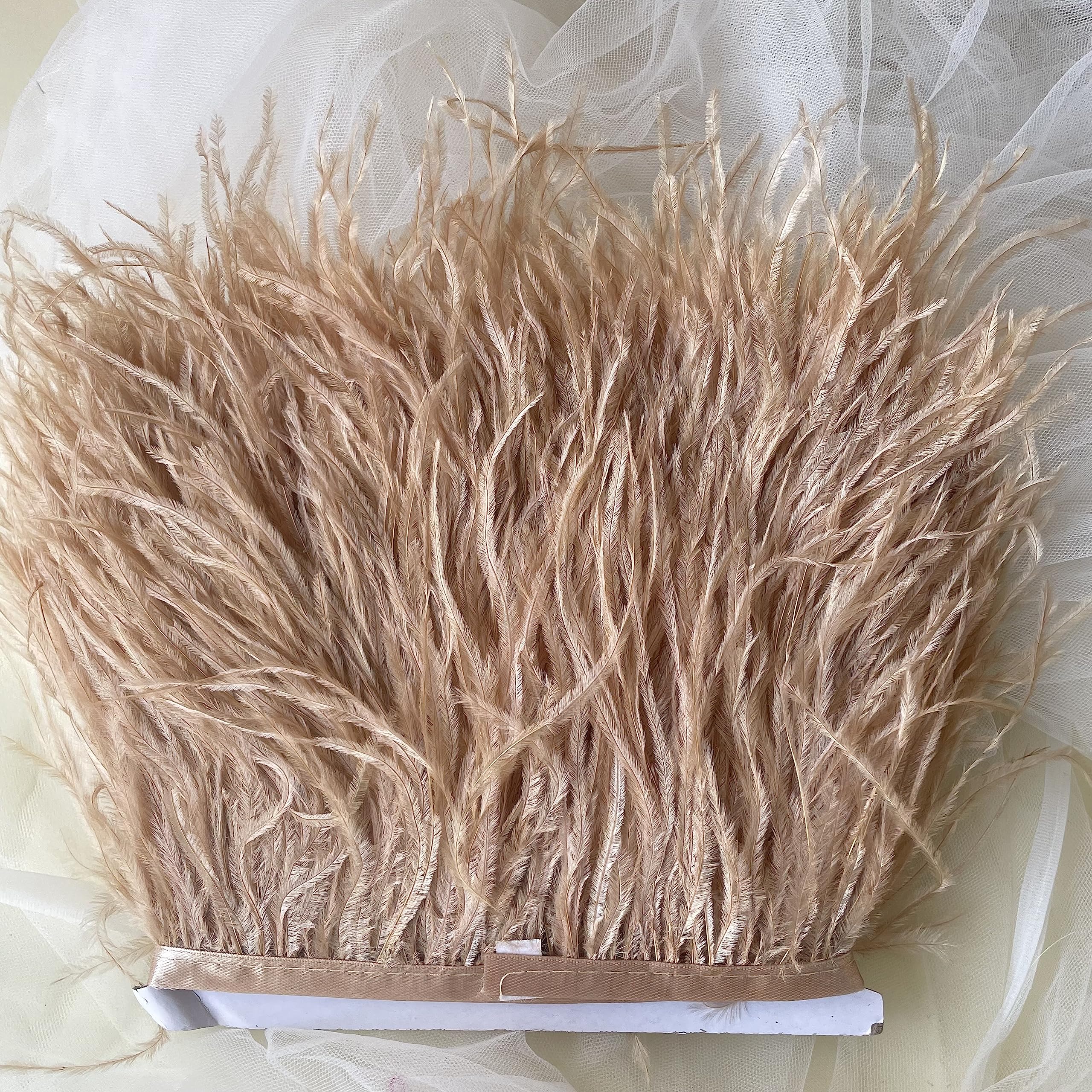 34 Colours Quality Ostrich Feather Trimming Fringe for Millinery Craft Dress Making (Khaki)