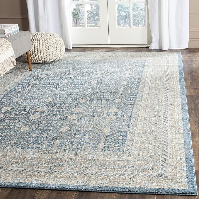 Safavieh Sofia Collection SOF376C Vintage Blue and Beige Distressed