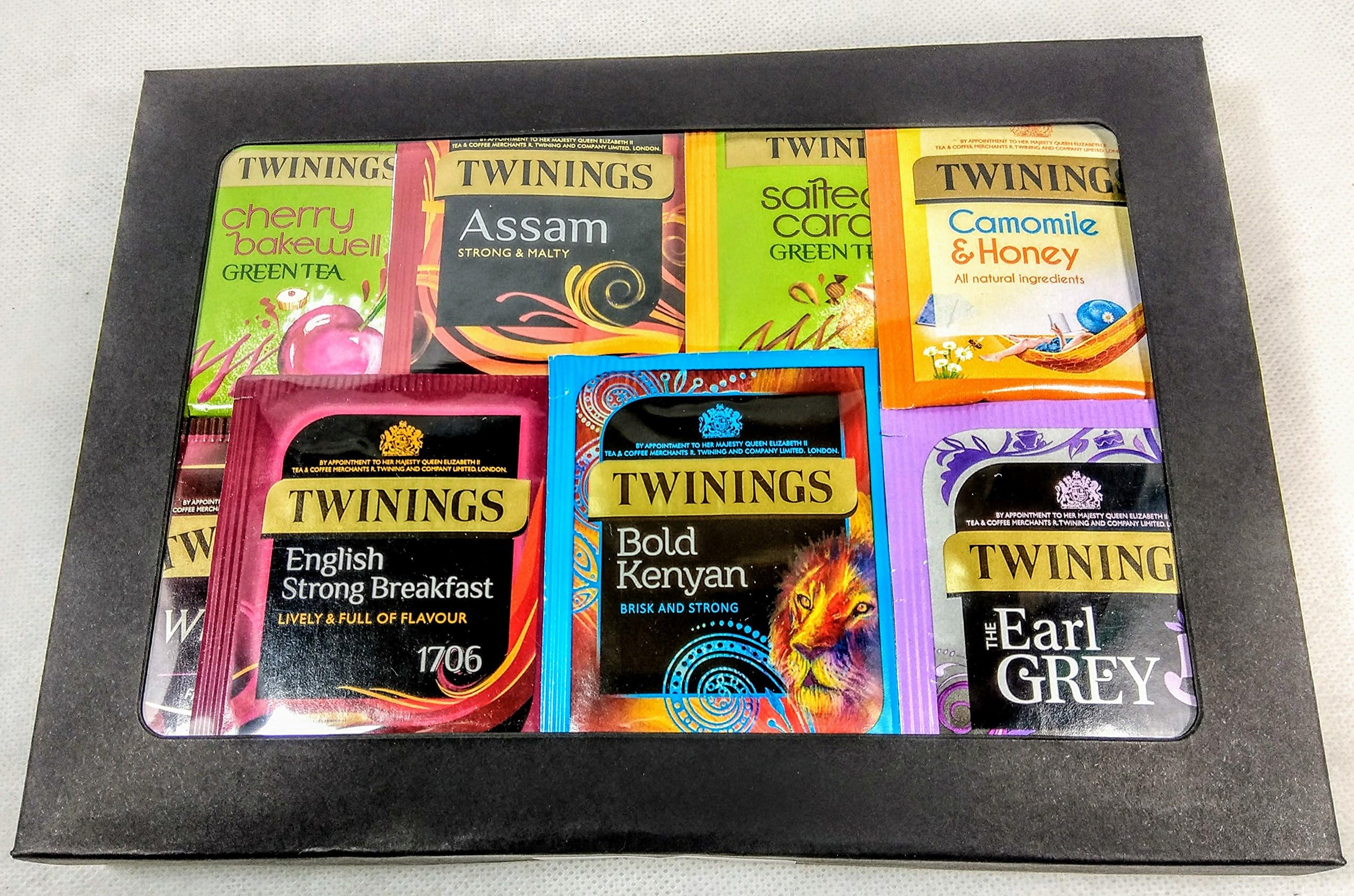 Twinings Tea Luxury Black Card Box Selection. Fruit,Green & Black Teas. 20 Flavours,50 Enveloped Tea Bags.Perfect Tea Gift, Variety Taster Tea Box .