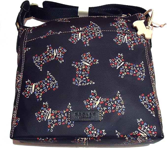RADLEY New Season Oilskin Alphabetti Dog Medium Cross Body Bag in Navy