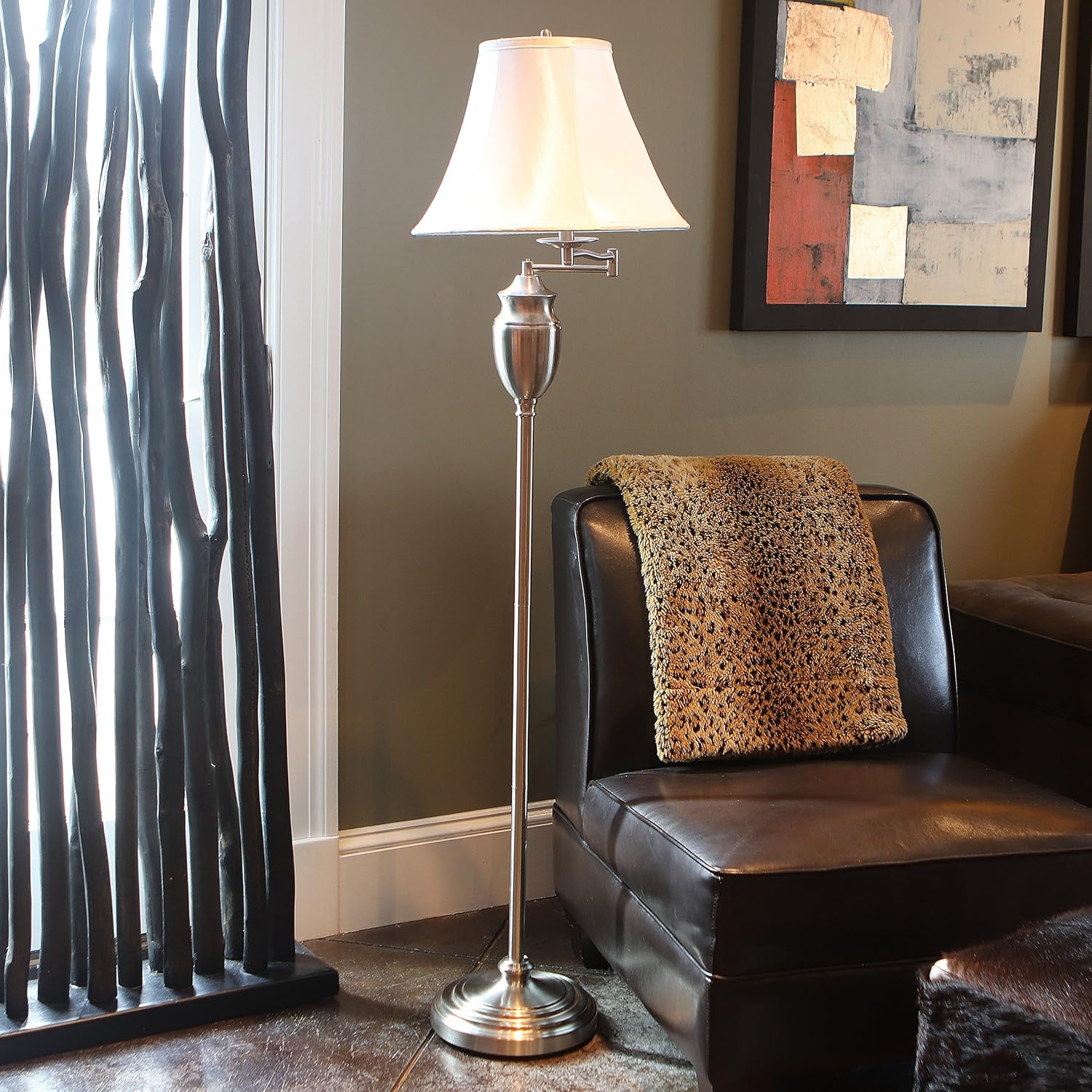 Décor Therapy PL3786 Floor Lamp, Brushed Steel