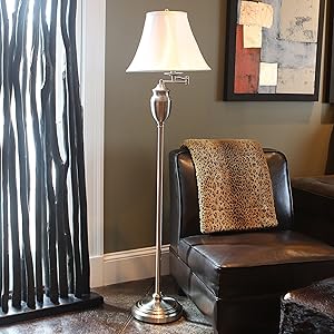Décor Therapy PL3786 Floor Lamp, Brushed Steel