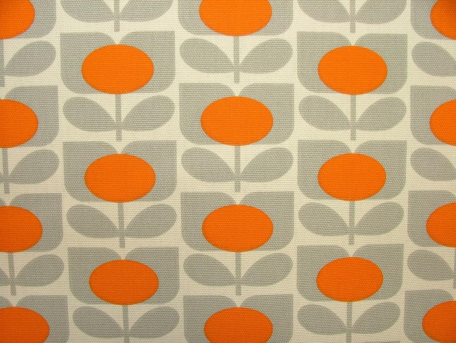 Orla Kiely Ditsy Cyclamen Orange Designer Cotton Curtain Fabric Sold