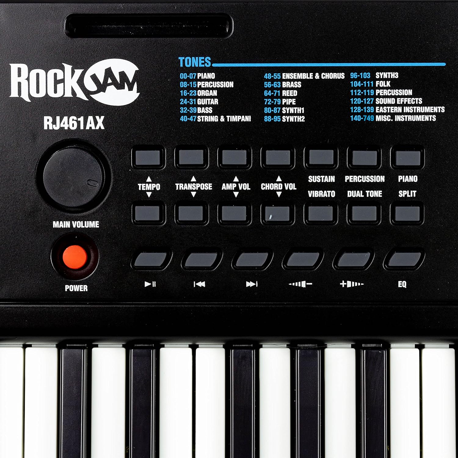 RockJam RJ461Ax 61 Key Alexa Portable Digital Piano Keyboard With Music Stand Power Supply