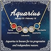 Birthday Gifts - Nymerianoble Natural Stone Zodiac Necklace Gifts for Women Girls Crystals and Healing Stones Necklaces Horoscope Necklace Gifts for Her Women