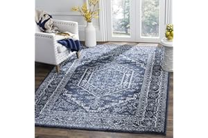 SAFAVIEH Adirondack Collection Area Rug - 6' x 9', Navy & Ivory, Oriental Medallion Design, Non-Shedding & Easy Care, Ideal for High Traffic Areas in Living Room, Bedroom (ADR108N)