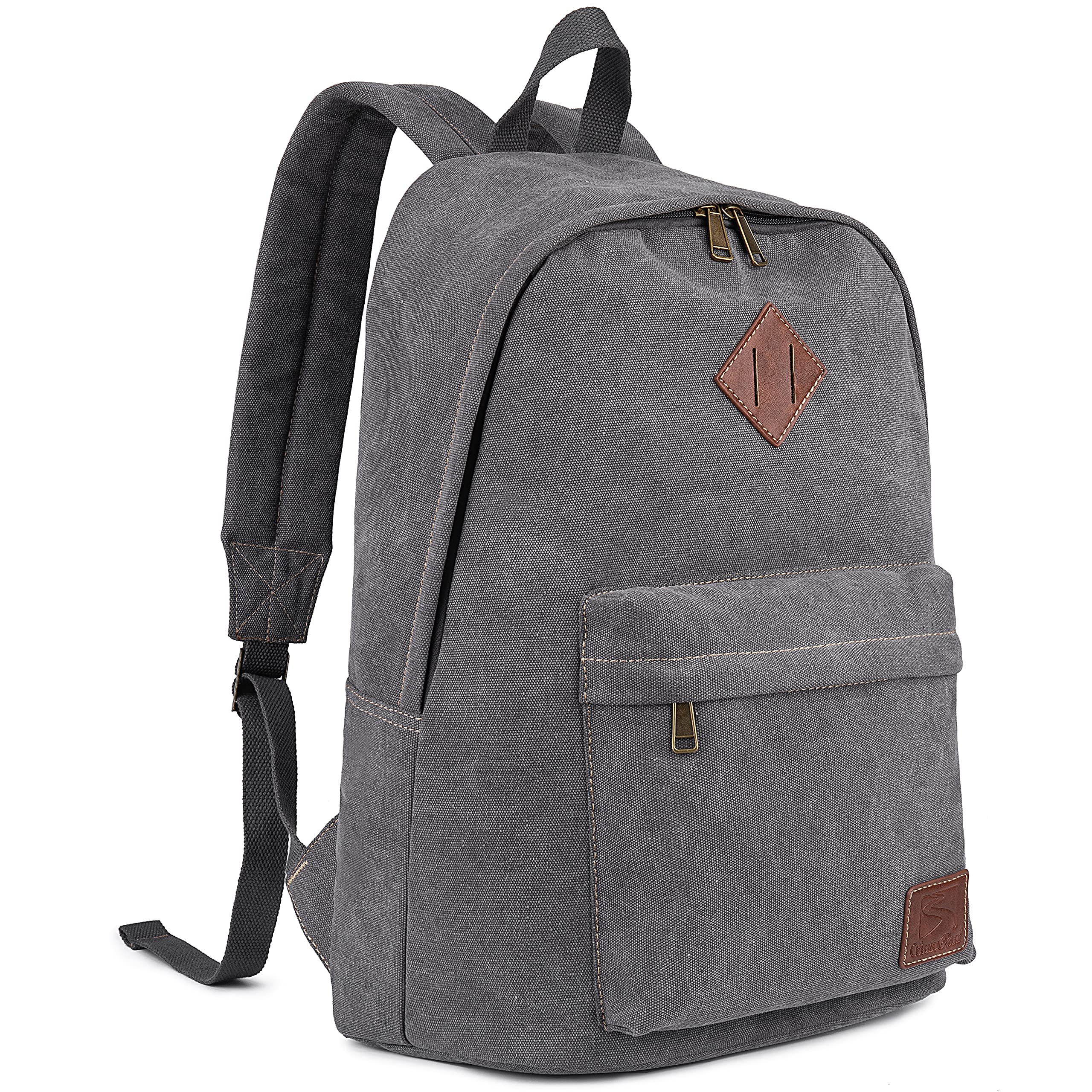 seemeroad Canvas Vintage Backpack Lightweight Travel Daypack Laptop Backpack College Student Rucksack for Men Women (Grey)