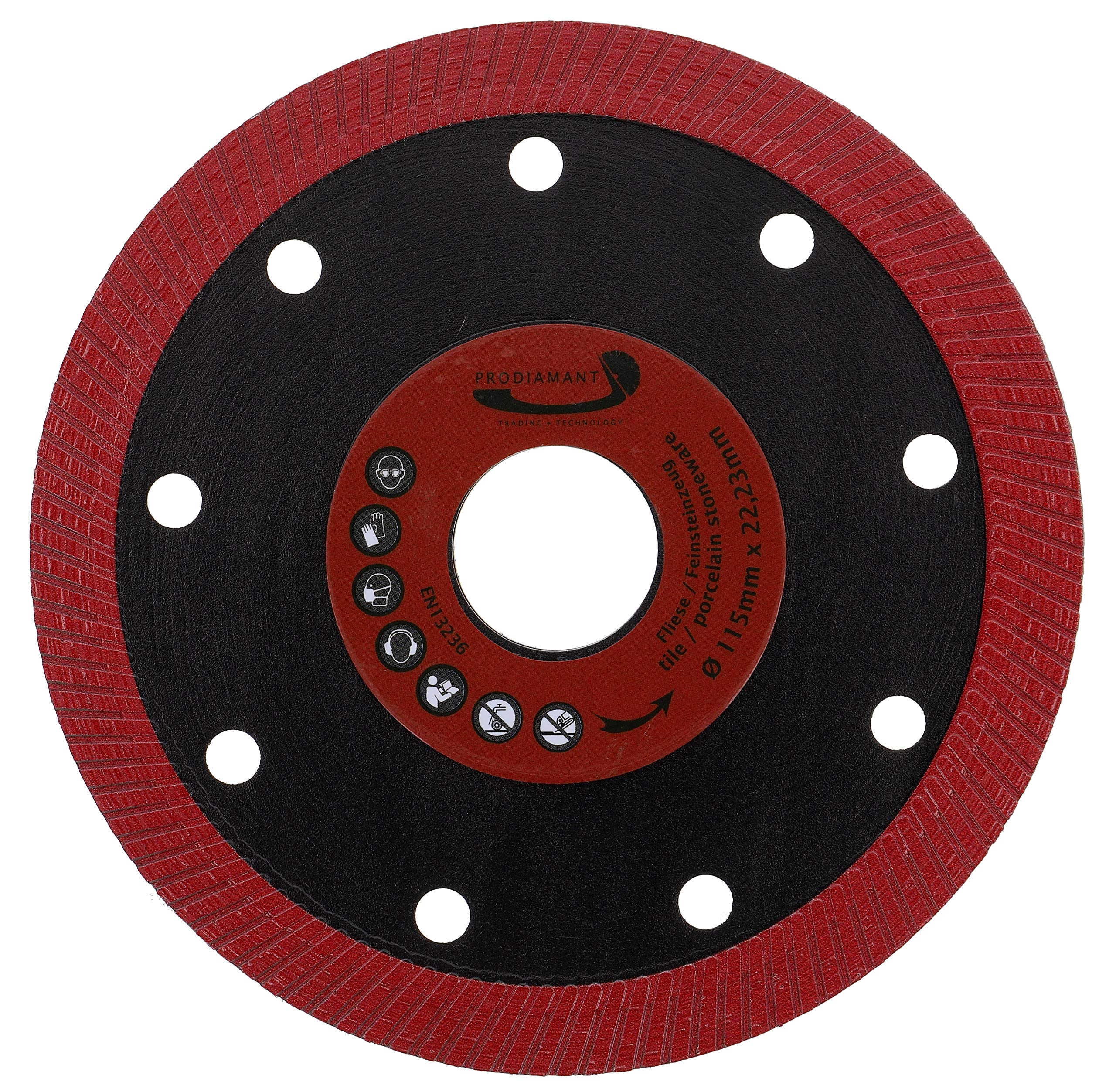 PRODIAMANT Diamond Cutting Disc Color Flash 115 mm x 22.23 mm for Tile and Porcelain Stoneware Diamond Cutting Disc Red 115 mm