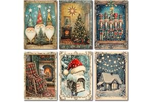 AGAPE LOVE CARDS Chrismas Postcards : Vintage Holiday Postcards for Mailing - (4" x 6") Set of 48 with 6 Designs (8 of Each) for Friends, Family, Church Members