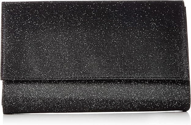 Jessica McClintock Nora Sparkle & Shine Flap Clutch, Black: Handbags